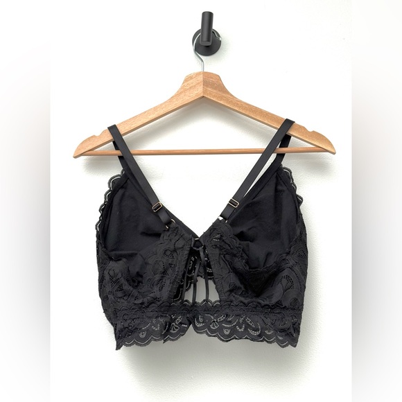 aerie Black Lace Strappy Bralette Pullon Removable Padded Adjustable Straps XL - Picture 3 of 7